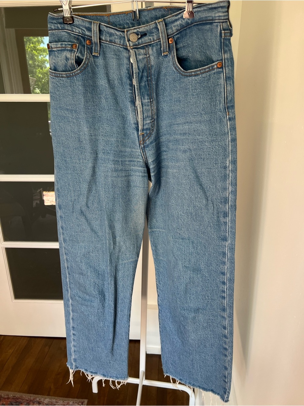 Levi's Ribcage High-Rise Straight Leg Jeans in Light Blue